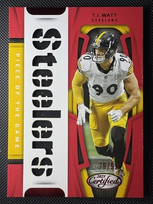2025 Panini Certified TJ Watt Piece of the Game Patch Red #/99 Steelers - Image 1 of 2