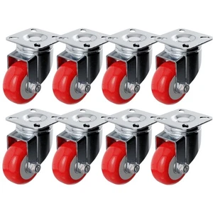 Paquete de 12 ruedas giratorias con ruedas de poliuretano rojo, 2 pulgadas - Imagen 1 de 6