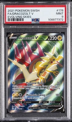 2021 POKEMON SWORD & SHIELD EVOLVING SKIES #178 FULL ART/DRACOZOLT V PSA 9 - Image 1 of 2