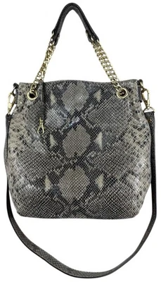 MICHAEL KORS Python/Leather JET SET Hobo Shoulder Bag Convertible Chain $238 - Image 1 of 4