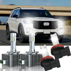 4PC For Ford Explorer 2014 Xenon HID Headlight Hi/Lo +LED Fog Light bulbs 4000LM - Picture 1 of 20