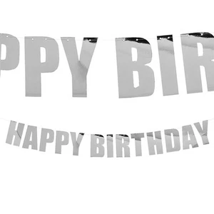 Silver Foil Happy Birthday Ready-to-Hang Garland Decoration, 7 ft - Picture 1 of 1