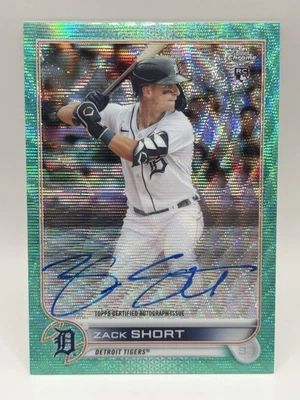 2022 Topps Chrome Aqua Wave Refractor Zack Short #RA-ZS Auto RC Tigers 196/199 - Image 1 of 2