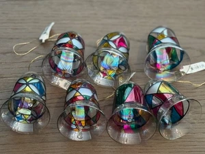 7 Vintage mundgeblasene Glasglocken Weihnachtsschmuck Neu mit Etikett - Bild 1 von 19