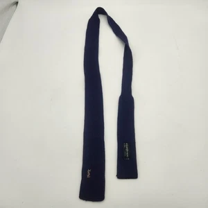 Vintage YSL Yves Saint Laurent Mens Square Tip Tie 100% Cotton Knit Slim Purple - Picture 1 of 5