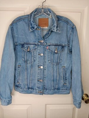 Chaqueta Vaquera Levis's Trucker Pequeña Azul Envejecido Medio Lavado Cuero Etiqueta Grande E Foto 1 de 4