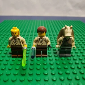 Lego Star Wars Minifigures Jedi Qui-Gon Jinn, Obi Wan Kenobi, Jar-Jar - VINTAGE! - Picture 1 of 8