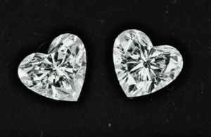 Loose CVD Diamond D Color Pair Heart Shape 5 x 5 mm IF Clarity Certified - Picture 1 of 4