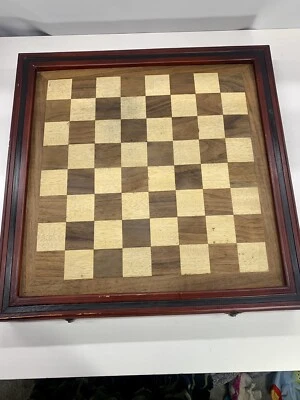 Thomas Pacconi Hand Carved Wood Checkers Chess Set w Case - Image 1 of 4