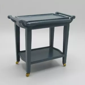 Dollhouse Miniature Wood Serving Cart in Blue Grey T2672 - Picture 1 of 3