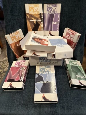 Winsor PILATES VHS Set of 7 Workout Fitness Exercise Videos - original box, book - Image 1 of 3