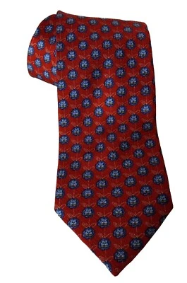 BURBERRY LONDON RED BLUE PATTERN SILK MEN'S Neck Tie W:3 3/4" BY L:58" ITALY - Image 1 of 4