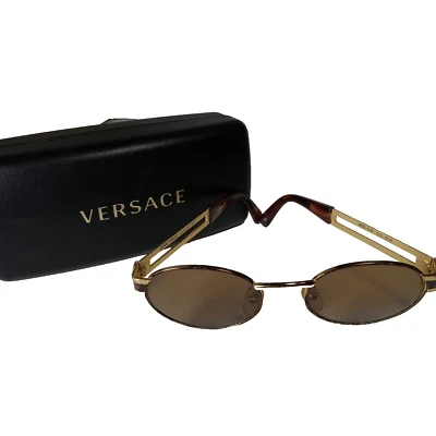 Vtg"VERSACE"sunglasses S68 55.M Medusa Havana brn tortoise gld Italy 90's w/case - Image 1 of 4