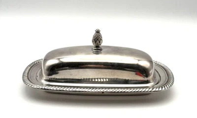 Prato de manteiga vintage prata 8" pátina sem marca MCM - Imagem 1 de 4