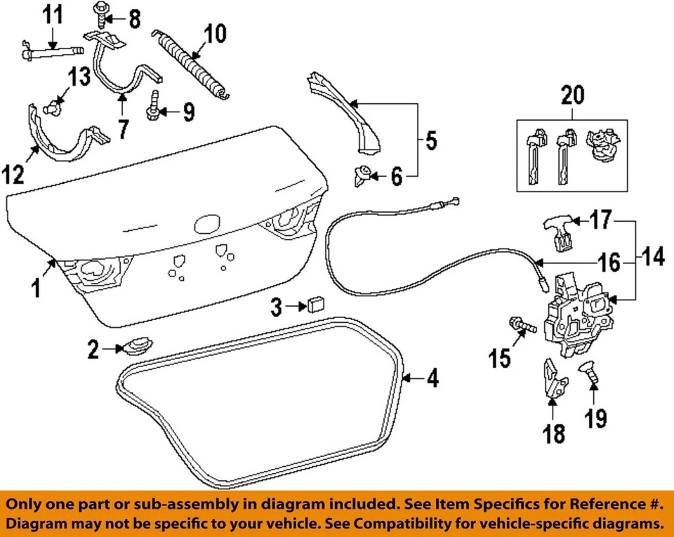 Оригинальные компоненты крышки багажника TOYOTA 12-25 Avalon Striker 6462106030 - Изображение 1 из 1