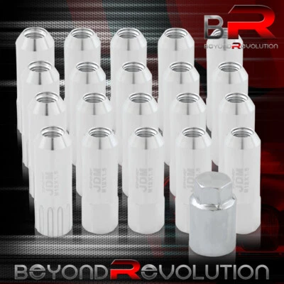 For Chevy 12X1.5 Locking Key Lug Nuts Car Auto 60mm Extended Aluminum Kit Silver - Image 1 of 3