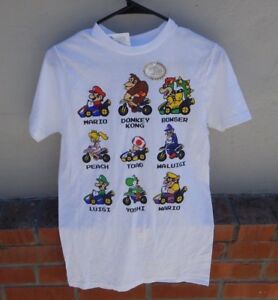 T-shirt homme blanc neuf avec étiquettes Nintendo Mario Kart Mario taille S RARE
