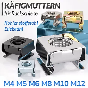 Käfigmuttern M4 M5 M6 M8 M10 M12 Stahl verzinkt für Rackschiene Käfigmutter - Bild 1 von 27