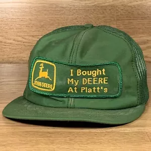 Vintage JOHN DEERE Mesh Trucker Big Patch Hat Cap Louisville Mfg - MADE IN USA - Picture 1 of 8