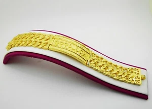 GOOD LUCK 22K 23K 24K Thai Baht Yellow Gold GP Bracelet 7 inch Men's Jewelry - Picture 1 of 4