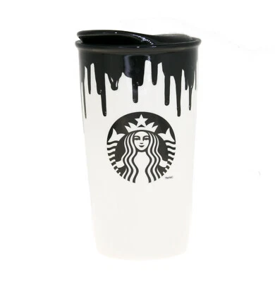 Starbucks Band of Outsiders Black Paint Drip Ceramic Traveler Tumbler Mug 12oz - Image 1 of 2