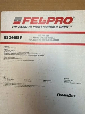 Fel-Pro OS34408R OIL PAN GASKET SET For 2003-1992 DT L/D V8 318CI 5.2L 1998-19 Foto 1 de 2