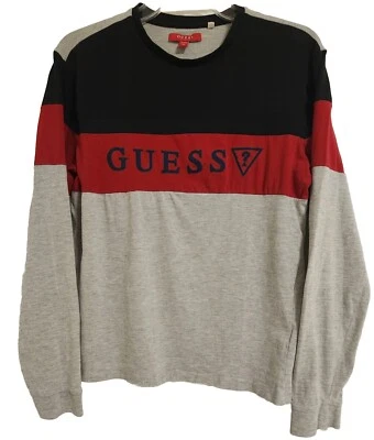 GUESS LOS ANGELES Embroidered  Logo Shirt Black Gray Red Long Sleeve Men's XS - Image 1 of 4