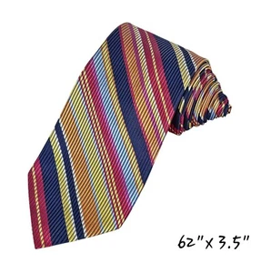 Allea Milano Silk Tie XL Mens Long Multicolor Striped Woven Ribbed Necktie ITALY - Picture 1 of 5