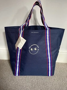 ANYA HINDMARCH Tesco Universal Bag *carefully packed* bubble wrap Tote Navy Blue - Picture 1 of 14