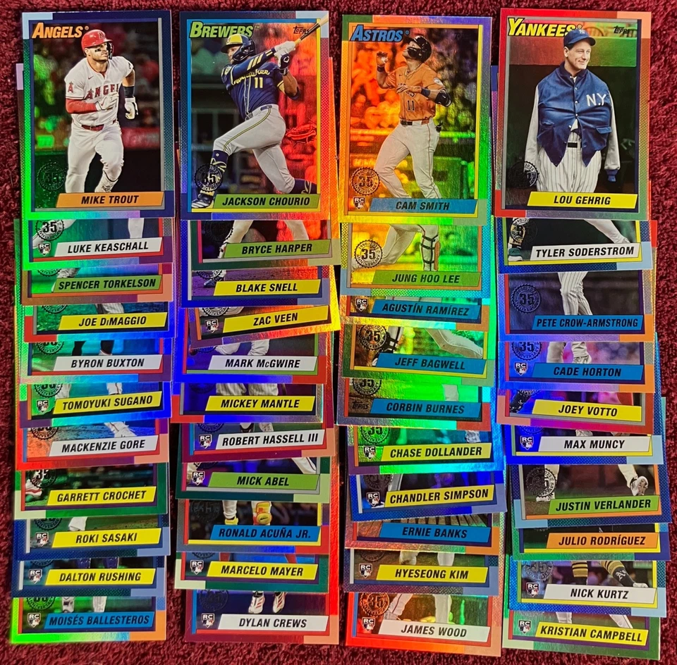 2025 Topps Update 1990 Foil Lot x42 Kurtz RC Sasaki Mantle Trout Gehrig Wood Joe - Image 1 of 1