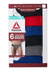 6 Pack 2XL Men’s Reebok Low Rise Performance Briefs Size 44-46 Contour Pouch XXL - Picture 1 of 6