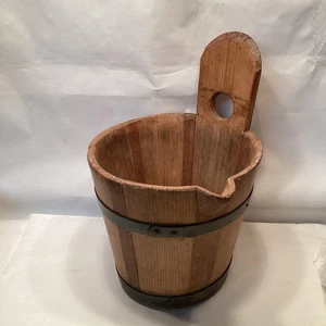 Vintage Wooden Bucket Hand Carved Spout Maple Sap Farm Chore Farmhouse Decor - Picture 1 of 7