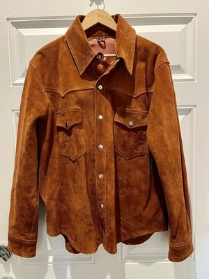 Men Suede Lambskin Leather Western Trucker Jacket  - Image 1 of 4