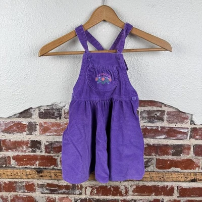 Vestido Vintage OshKosh BGosh Niñas 5 Púrpura Pana Floral Hecho en EE. UU. Años 90 Niños Foto 1 de 4