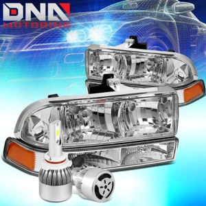 CHROME HOUSING HEADLIGHT+AMBER SIGNAL+WHITE LED 9006 HID W/FAN FIT 98-04 BLAZER - Picture 1 of 10