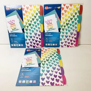 Avery 5 Big Tabs Reversible Fashion Binder Dividers 5 Colors & Design, 3 Sets - Picture 1 of 4