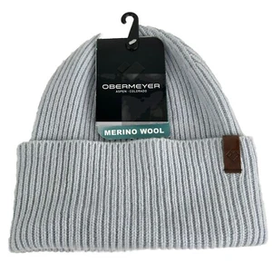 Obermeyer Bozeman Beanie Hat Merino Wool Adult One Size Lt Blue Arctic Fox - Picture 1 of 5