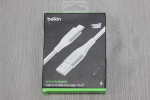 X92 Belkin BOOST CHARGE Braided USB-A to USB-C Cable, 6.6 ft / 2m - White - Picture 1 of 2