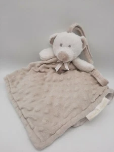 Blankets & Beyond White Bear Lovey Baby Security Blanket Gray Minky Dots - Picture 1 of 12