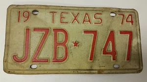 1974 TEXAS License Plate JZB-747 - Picture 1 of 1