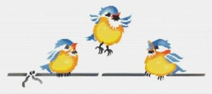 Baby Blue Birds Counted Cross Stitch Patterns Needlework DIY DMC 14 Aida Chart - Picture 1 of 2