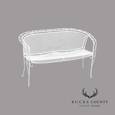 Salterini Mid Century Modern Wrought Iron Garden Bench Settee Cover