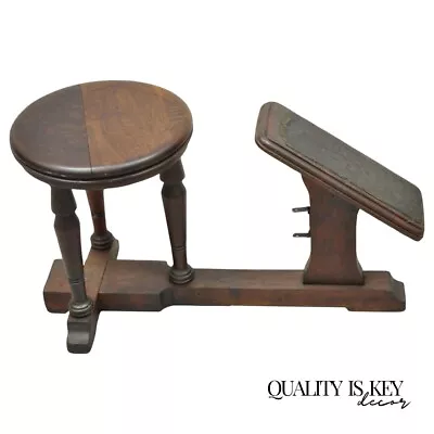 Antique Jacobean Walnut Salesman Sizing Fitting Stool Bench Foot Rest • 550£