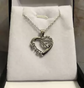 Silver Chain Heart-shaped Zircon Pendant Necklace Women Jewelry Gift For Sister - Picture 1 of 6