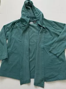 Eddie Bauer Sweatshirt Womens 2XL Green Teal Hooded Open Front Tunic Pockets - Picture 1 of 7