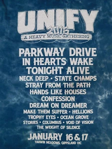Unify Gathering T Shirt Festival Heavy Metal Music Parkway Drive 2016 Mens Sz M - Picture 1 of 14