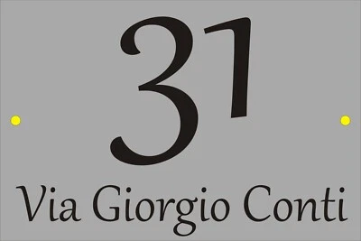 TARGA ALLUMINIO PER ESTERNO NUMERO CIVICO MODERNO 10X15 CM  ARGENTO SPAZZOLATO - Immagine 1 di 4