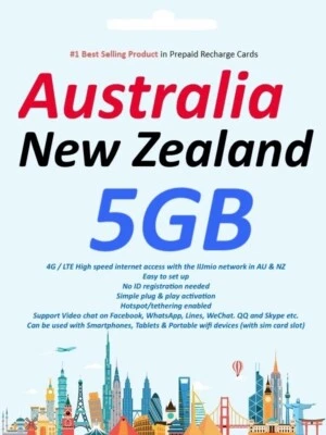 30 days 5GB Vodafone Aust & NZ Prepaid data SIM card 4G/LTE Anonymous Activation - Image 1 of 4