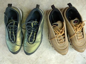 2) Pair✅ Nike "97 Air Max" Size 11 & 11.5 (blue & gold) - Picture 1 of 6