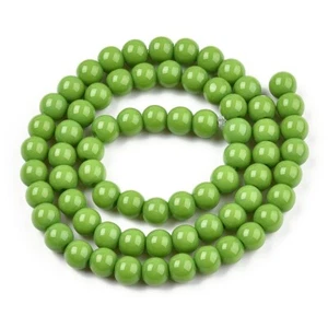 Opaque Round Glass Beads - Plain Solid Colour - Green - 6mm Dia 1 Strand/70pcs - Picture 1 of 4